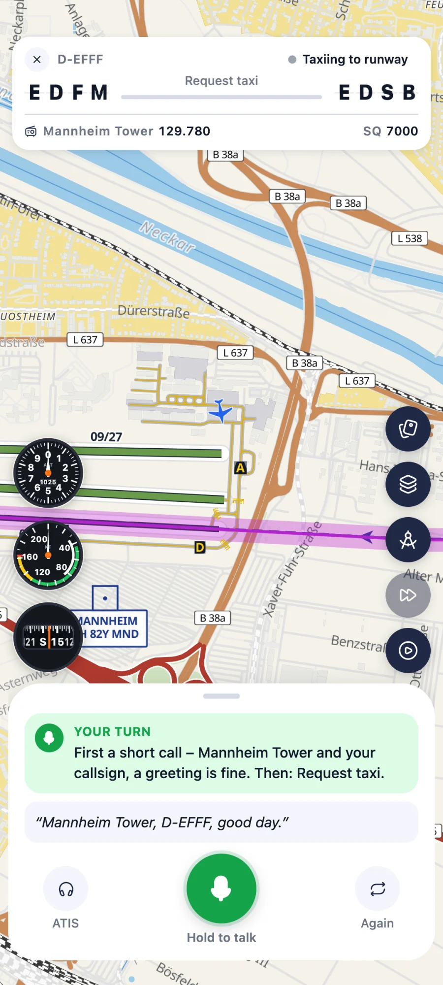 Screen of the BZF Hero app: Guided to the right call